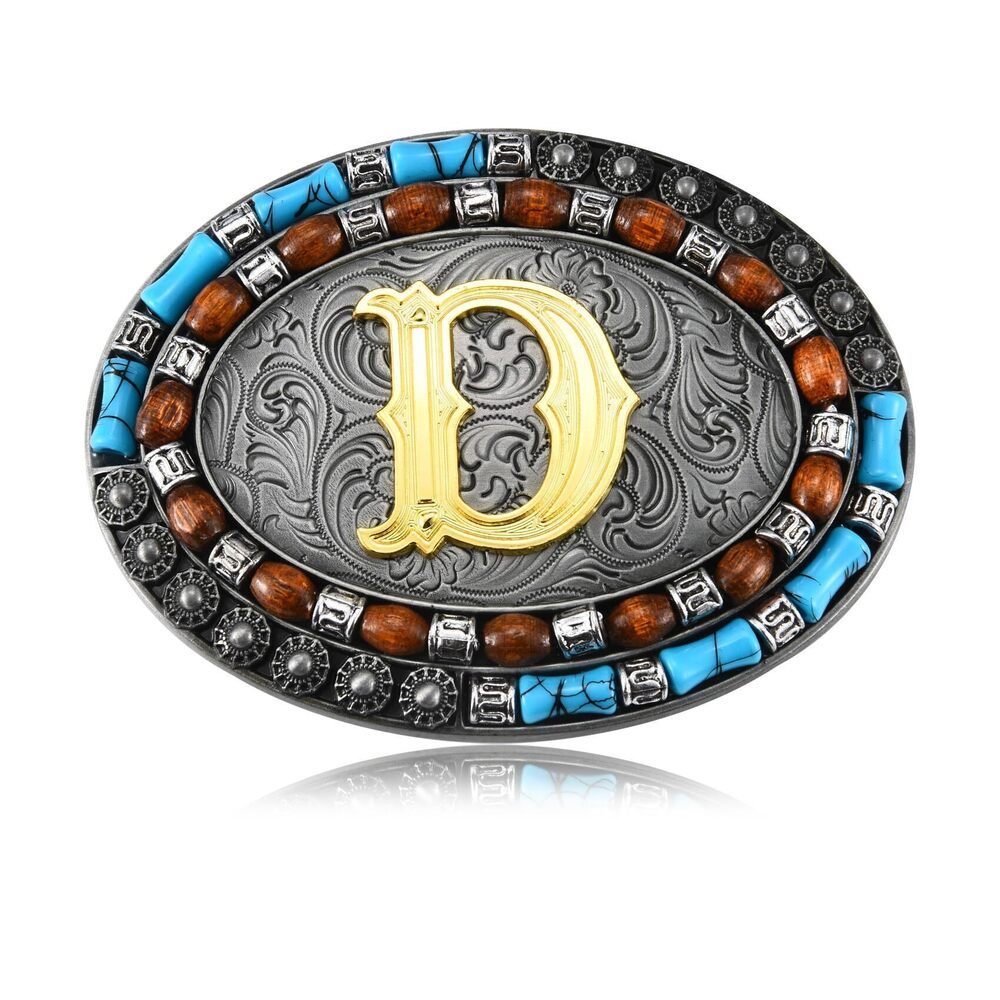 6634 Western Initial Letter ABC to XYZ Belt Buckle, Native American